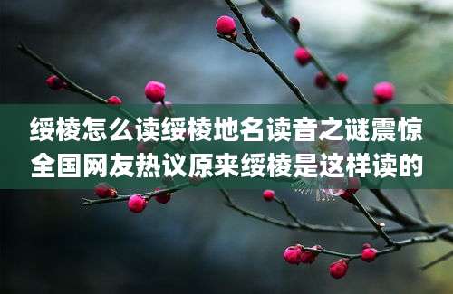 绥棱怎么读绥棱地名读音之谜震惊全国网友热议原来绥棱是这样读的