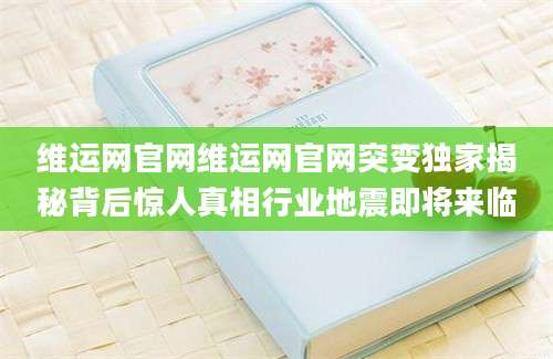 维运网官网维运网官网突变独家揭秘背后惊人真相行业地震即将来临