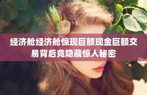 经济舱经济舱惊现巨额现金巨额交易背后竟隐藏惊人秘密