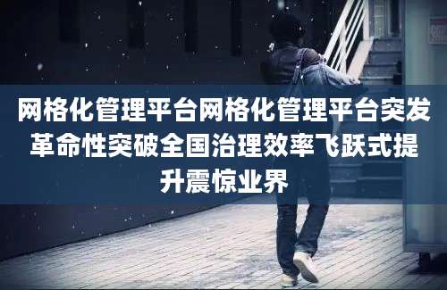 网格化管理平台网格化管理平台突发革命性突破全国治理效率飞跃式提升震惊业界