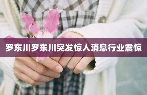 罗东川罗东川突发惊人消息行业震惊