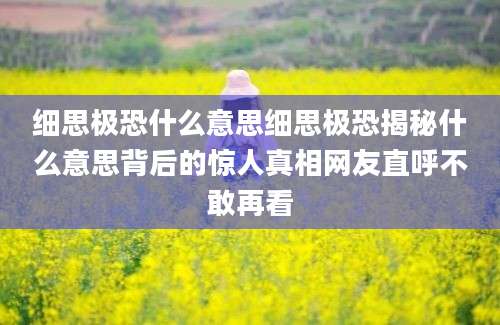 细思极恐什么意思细思极恐揭秘什么意思背后的惊人真相网友直呼不敢再看