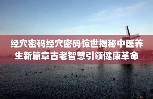 经穴密码经穴密码惊世揭秘中医养生新篇章古老智慧引领健康革命