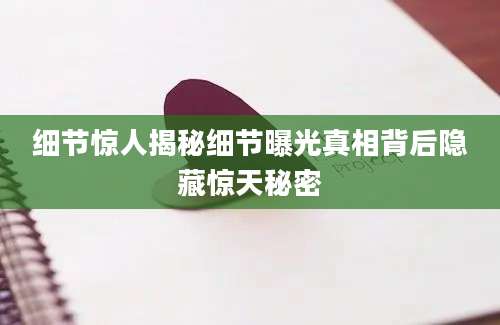 细节惊人揭秘细节曝光真相背后隐藏惊天秘密