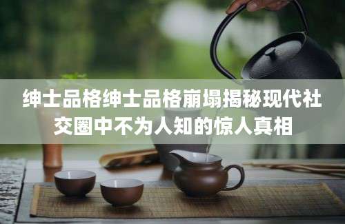 绅士品格绅士品格崩塌揭秘现代社交圈中不为人知的惊人真相