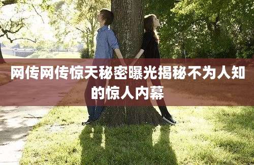 网传网传惊天秘密曝光揭秘不为人知的惊人内幕