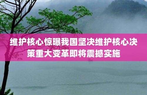 维护核心惊曝我国坚决维护核心决策重大变革即将震撼实施