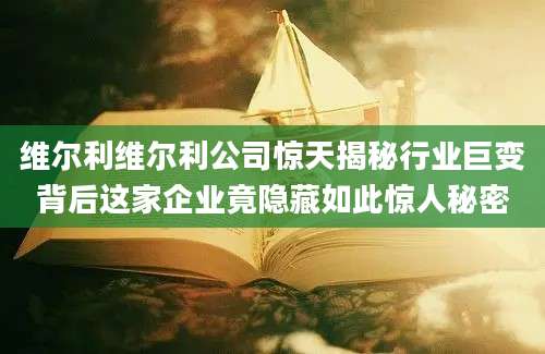 维尔利维尔利公司惊天揭秘行业巨变背后这家企业竟隐藏如此惊人秘密