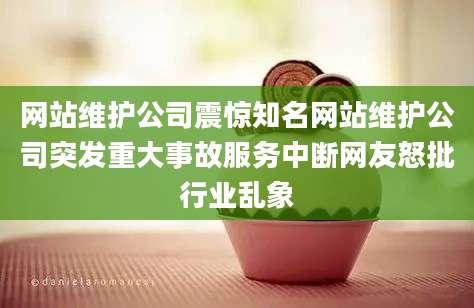 网站维护公司震惊知名网站维护公司突发重大事故服务中断网友怒批行业乱象