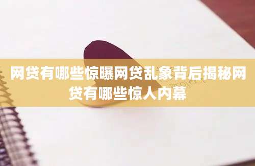 网贷有哪些惊曝网贷乱象背后揭秘网贷有哪些惊人内幕