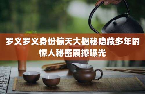 罗义罗义身份惊天大揭秘隐藏多年的惊人秘密震撼曝光