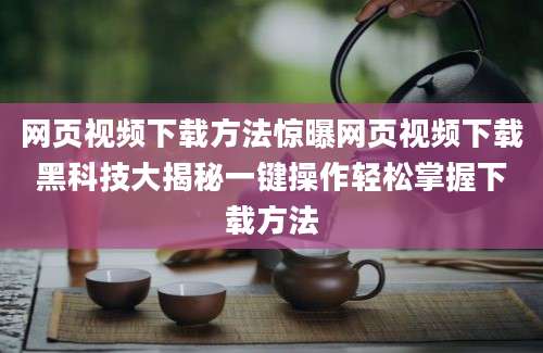 网页视频下载方法惊曝网页视频下载黑科技大揭秘一键操作轻松掌握下载方法