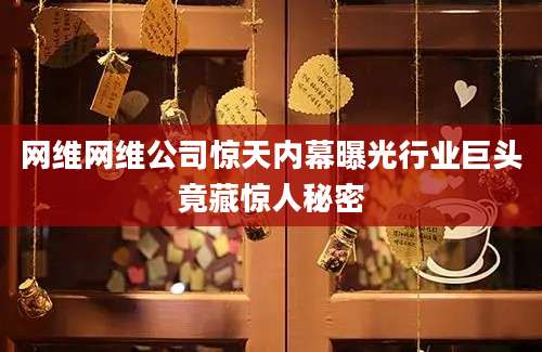 网维网维公司惊天内幕曝光行业巨头竟藏惊人秘密
