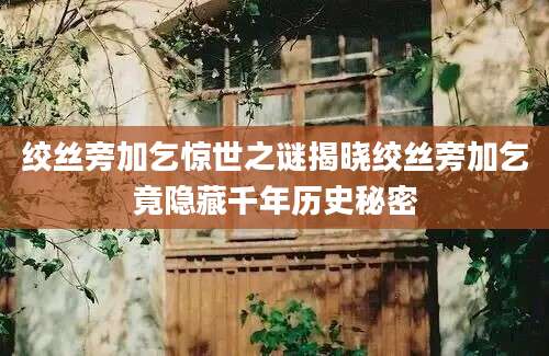 绞丝旁加乞惊世之谜揭晓绞丝旁加乞竟隐藏千年历史秘密