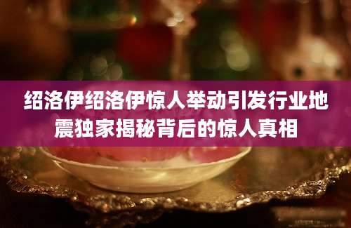 绍洛伊绍洛伊惊人举动引发行业地震独家揭秘背后的惊人真相
