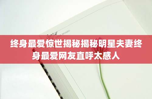 终身最爱惊世揭秘揭秘明星夫妻终身最爱网友直呼太感人