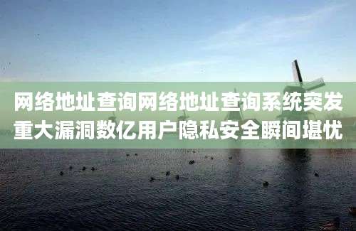 网络地址查询网络地址查询系统突发重大漏洞数亿用户隐私安全瞬间堪忧