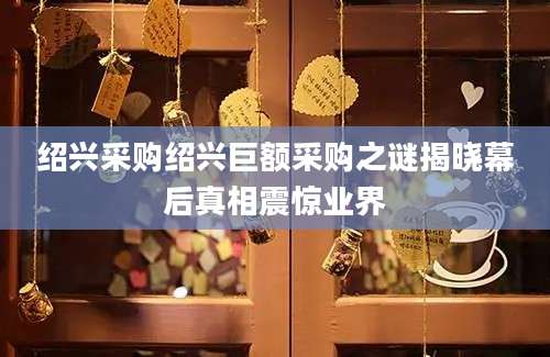 绍兴采购绍兴巨额采购之谜揭晓幕后真相震惊业界