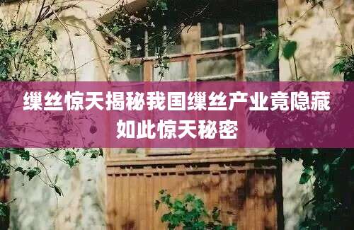 缫丝惊天揭秘我国缫丝产业竟隐藏如此惊天秘密
