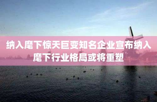 纳入麾下惊天巨变知名企业宣布纳入麾下行业格局或将重塑