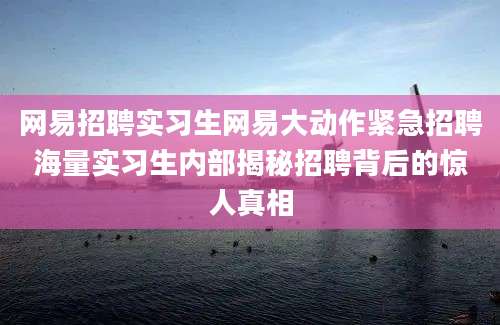 网易招聘实习生网易大动作紧急招聘海量实习生内部揭秘招聘背后的惊人真相