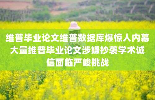 维普毕业论文维普数据库爆惊人内幕大量维普毕业论文涉嫌抄袭学术诚信面临严峻挑战