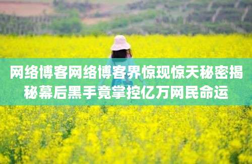 网络博客网络博客界惊现惊天秘密揭秘幕后黑手竟掌控亿万网民命运