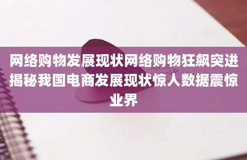 网络购物发展现状网络购物狂飙突进揭秘我国电商发展现状惊人数据震惊业界