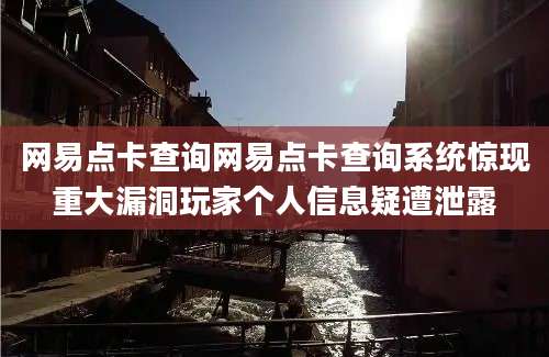 网易点卡查询网易点卡查询系统惊现重大漏洞玩家个人信息疑遭泄露