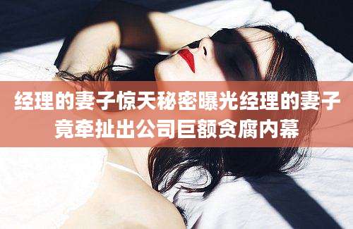 经理的妻子惊天秘密曝光经理的妻子竟牵扯出公司巨额贪腐内幕
