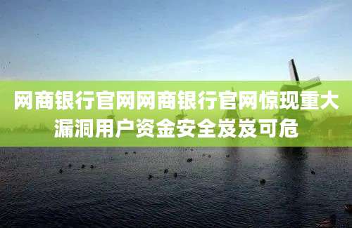 网商银行官网网商银行官网惊现重大漏洞用户资金安全岌岌可危