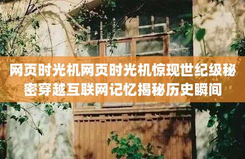 网页时光机网页时光机惊现世纪级秘密穿越互联网记忆揭秘历史瞬间