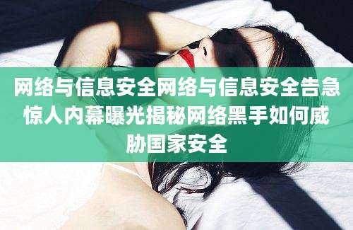 网络与信息安全网络与信息安全告急惊人内幕曝光揭秘网络黑手如何威胁国家安全