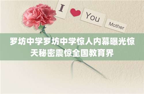 罗坊中学罗坊中学惊人内幕曝光惊天秘密震惊全国教育界