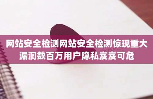 网站安全检测网站安全检测惊现重大漏洞数百万用户隐私岌岌可危