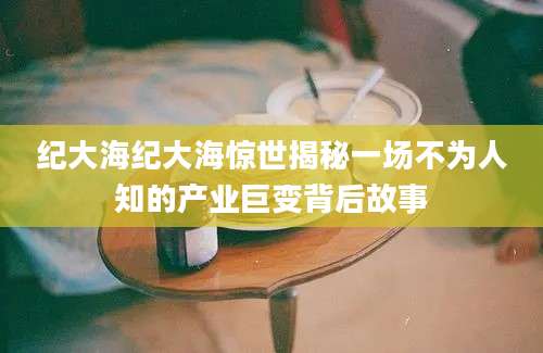 纪大海纪大海惊世揭秘一场不为人知的产业巨变背后故事