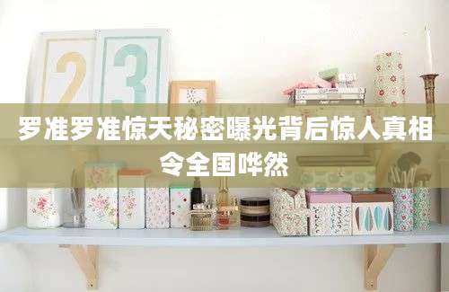 罗准罗准惊天秘密曝光背后惊人真相令全国哗然