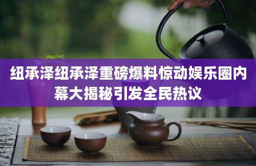 纽承泽纽承泽重磅爆料惊动娱乐圈内幕大揭秘引发全民热议
