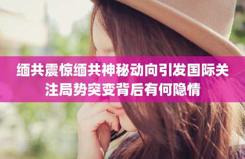 缅共震惊缅共神秘动向引发国际关注局势突变背后有何隐情