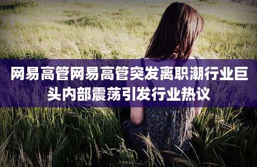 网易高管网易高管突发离职潮行业巨头内部震荡引发行业热议