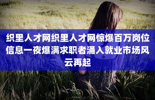 织里人才网织里人才网惊爆百万岗位信息一夜爆满求职者涌入就业市场风云再起