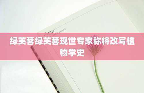 绿芙蓉绿芙蓉现世专家称将改写植物学史