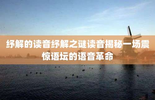 纾解的读音纾解之谜读音揭秘一场震惊语坛的语音革命