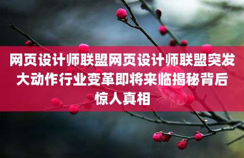 网页设计师联盟网页设计师联盟突发大动作行业变革即将来临揭秘背后惊人真相