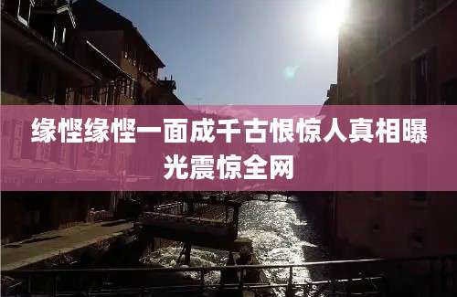 缘悭缘悭一面成千古恨惊人真相曝光震惊全网