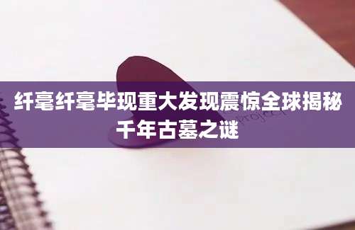 纤毫纤毫毕现重大发现震惊全球揭秘千年古墓之谜