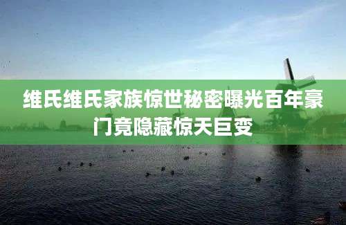 维氏维氏家族惊世秘密曝光百年豪门竟隐藏惊天巨变