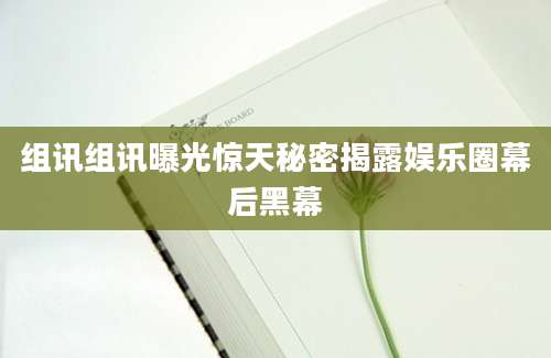 组讯组讯曝光惊天秘密揭露娱乐圈幕后黑幕