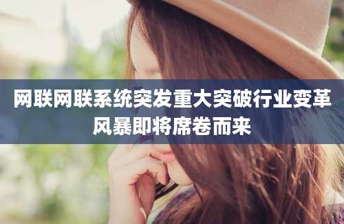 网联网联系统突发重大突破行业变革风暴即将席卷而来