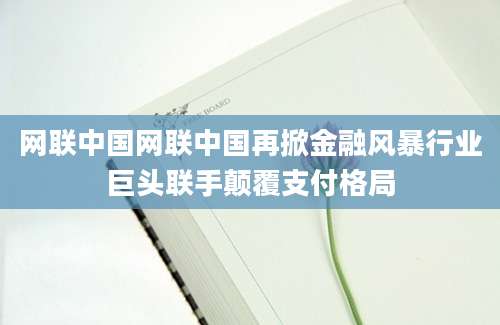 网联中国网联中国再掀金融风暴行业巨头联手颠覆支付格局